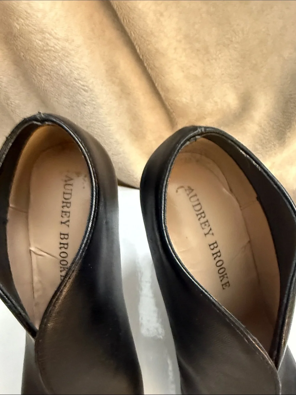 Audrey Brooke Black Ankle Booties with V-Cut Front